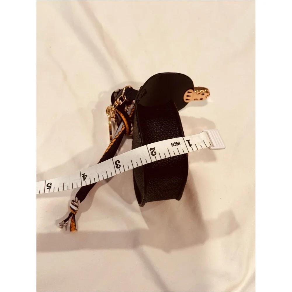 NWT Black Pebbled Mini Saddle Bag Charm Keychain with Twilly Scarf